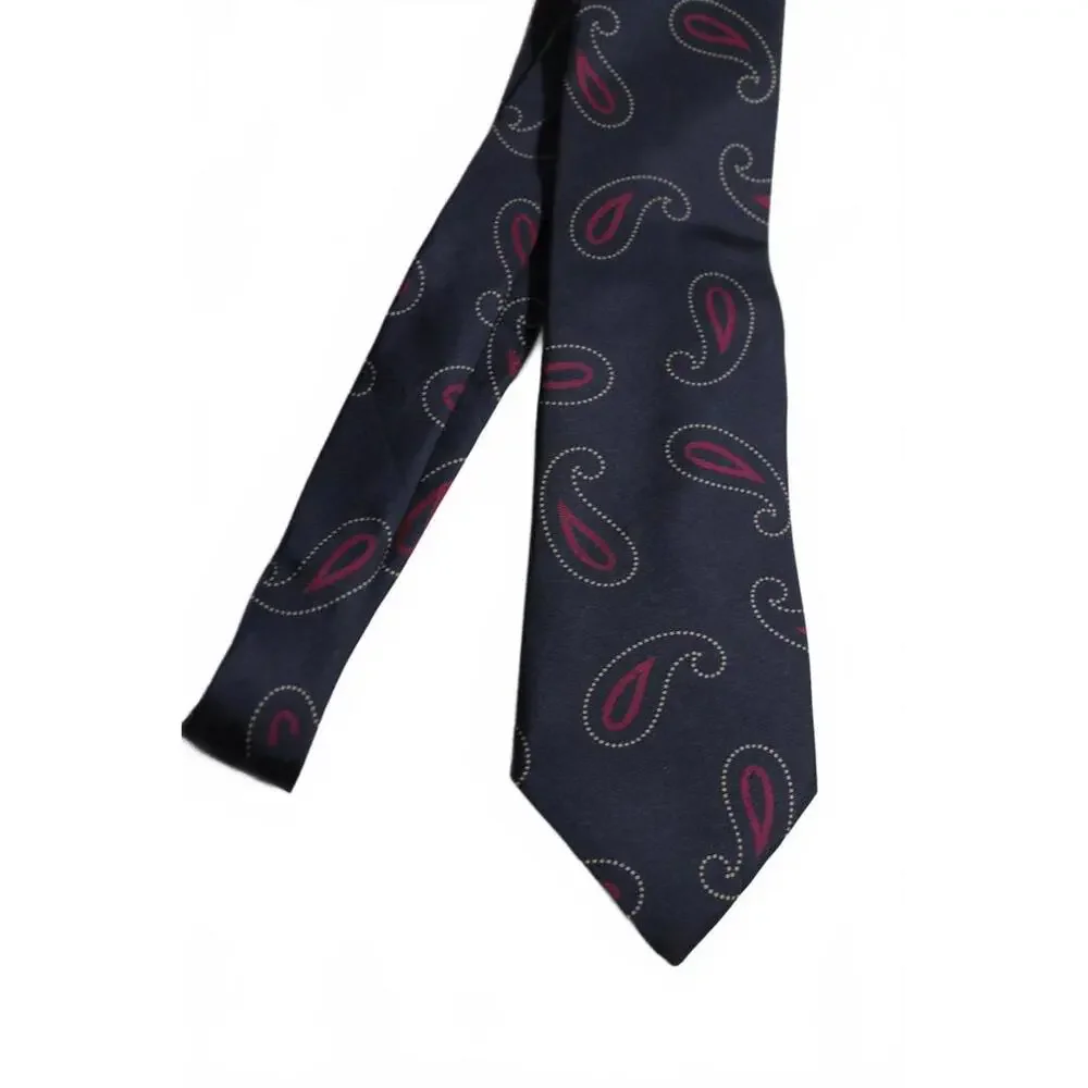 Vintage GANT 3.25 X 58 Inch Silk Necktie, Navy & Maroon Paisley, Narrow Tie